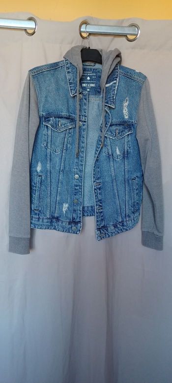 Très jolie veste jeans à capuche homme T M 