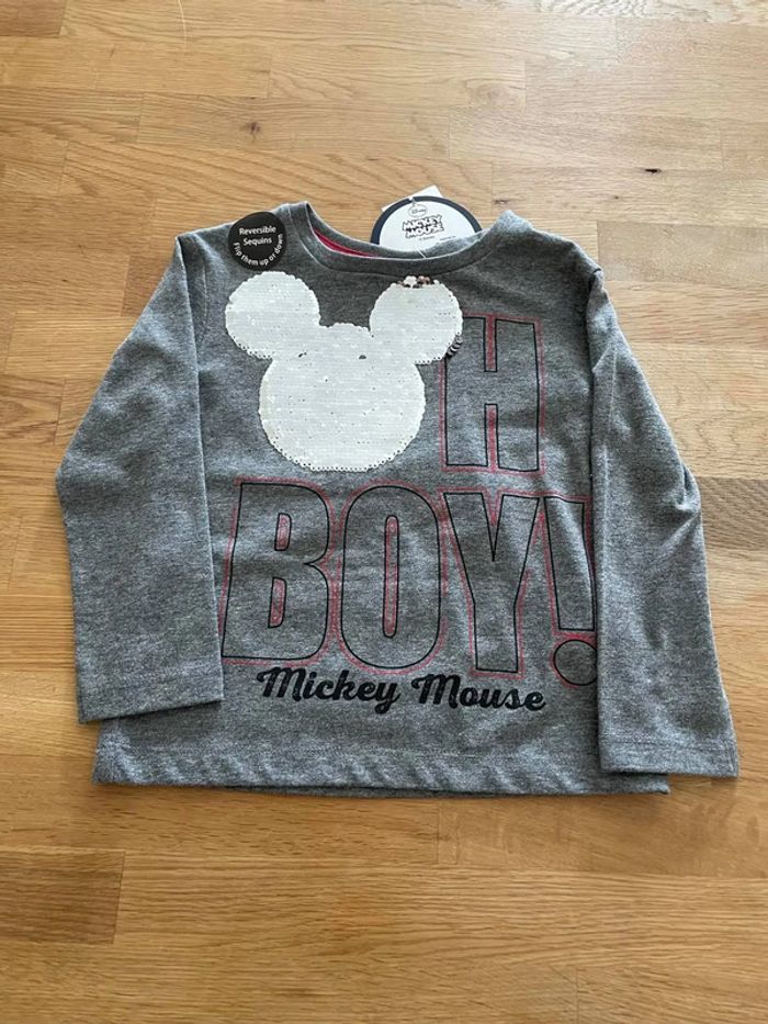 Tee shirt manche longue réversible  sequins mickey Disney