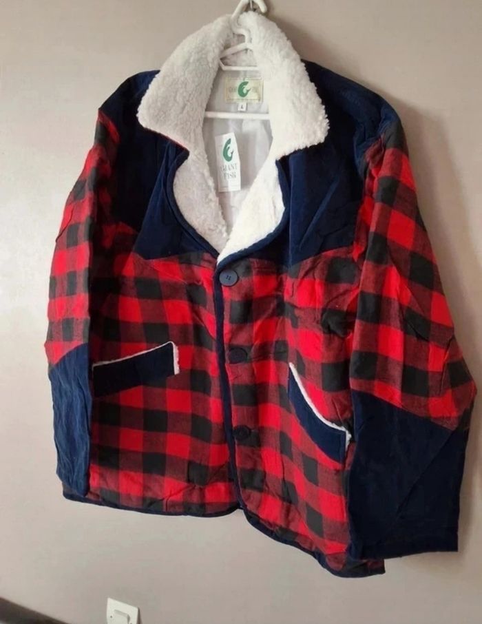 Veste Gilet a carreaux rouge vintage Giant Fish Neuve - photo numéro 2