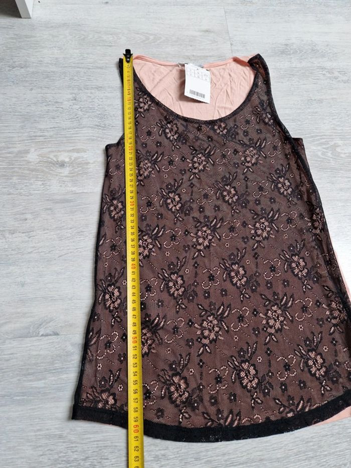 Débardeur promod XS neuf avec étiquette rose et noir effet dentelle - photo numéro 3