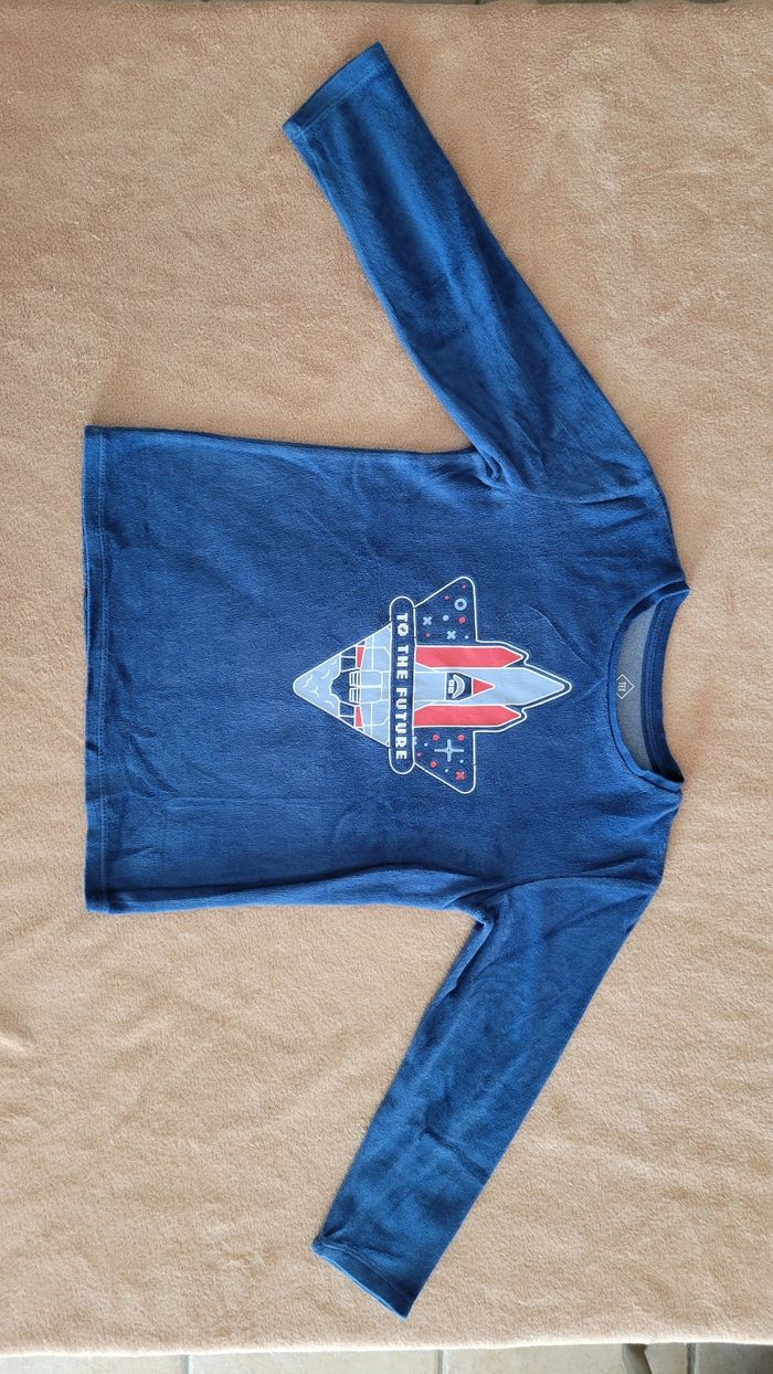 Pyjama en velours bleu marine fusée taille 6-7 ans - photo numéro 2