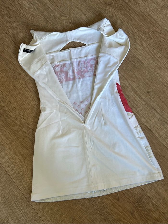Robe blanche rouge et argentée sans manches Rinascimento taille S TBE - photo numéro 9