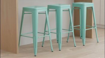 Neuf - Lot de 4 tabourets de bar en métal (fer) 76,2cm - bleu menthe