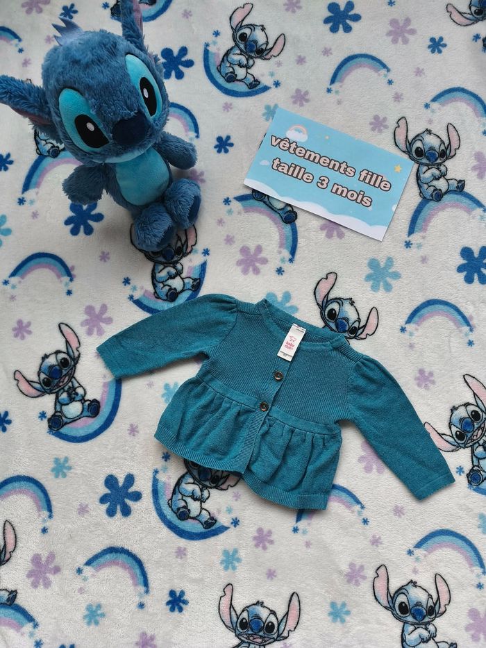 Gilet fille C&A - 3 mois - bleu turquoise - Etat : Excellent