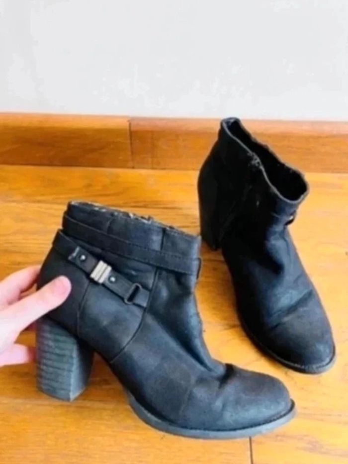 Sublime bottines chaussure à talon taille 40 neuf noir en cuir à bout rond new look shoes - photo numéro 2