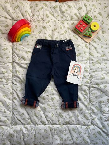 pantalon marine avec reverts orange et marine 12 mois u tout petits taille réglable