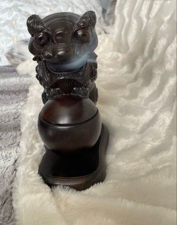  porte-encens Lion Foo Dogs en bois 