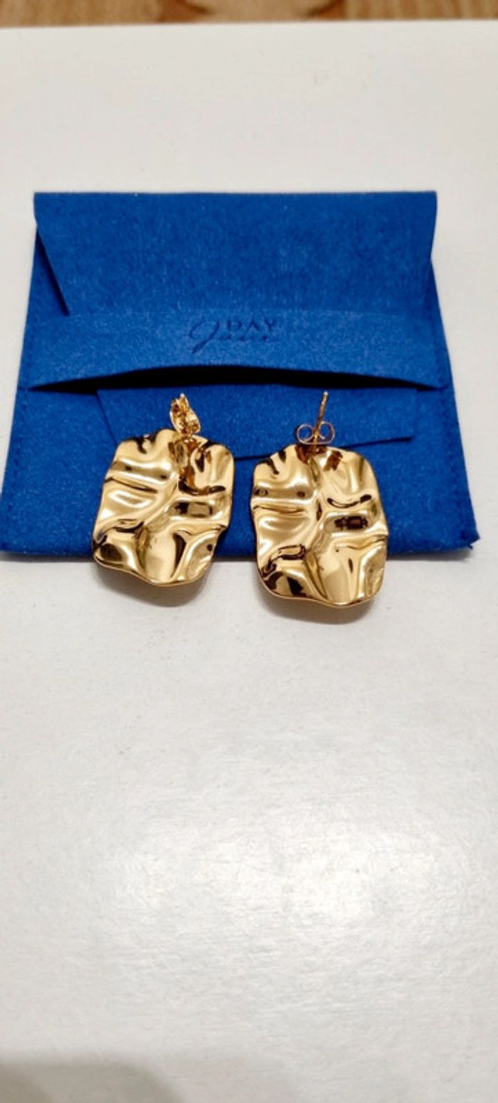Boucles d'oreilles dorés acier inoxydable day june et jaspe - photo numéro 5