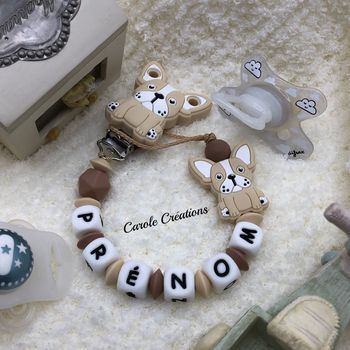 Attache tétine silicone personnalisé bulldog 