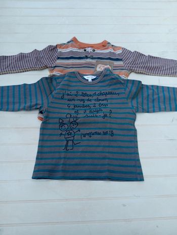 Lot de 2 tee shirt a manches longues, de taille 3 ans.