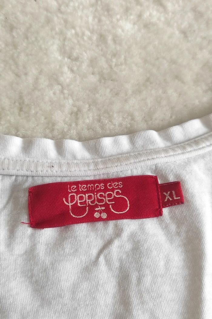 T-shirt blanc motif flacon de parfum Le temps des cerises strass doré 100% coton - photo numéro 8
