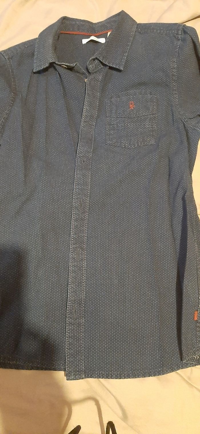 Chemise bleu à pois
