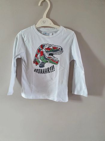 T-shirt manches longues sequins dinosaure 2 ans