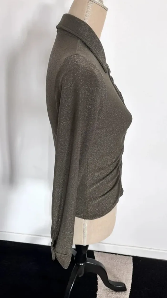 💕 chemisier kaki cintré à paillettes taille unique #florencia - photo numéro 4