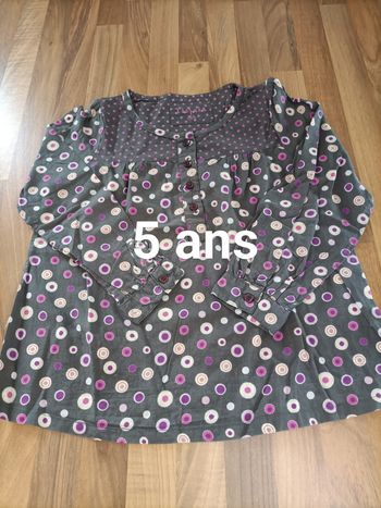 Chemise manches longues violet rose 5 ans Tissaia 