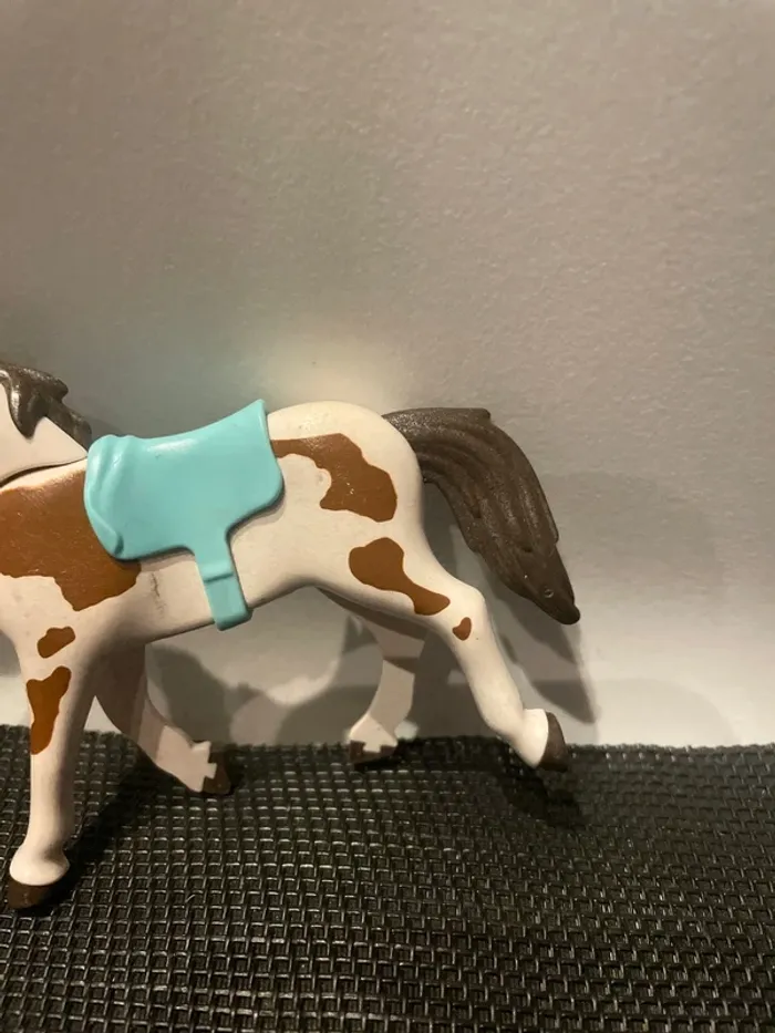 Playmobil figurine cheval blanc tacheté marron western écurie centre équestre équitation - photo numéro 7