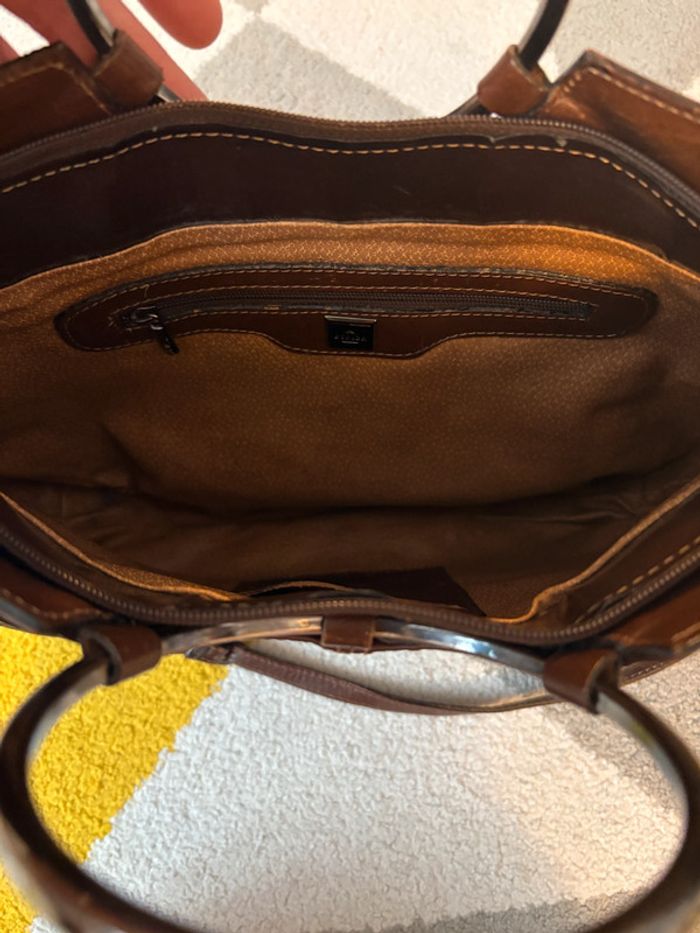 Sac à main en cuir marron Etrier - photo numéro 4