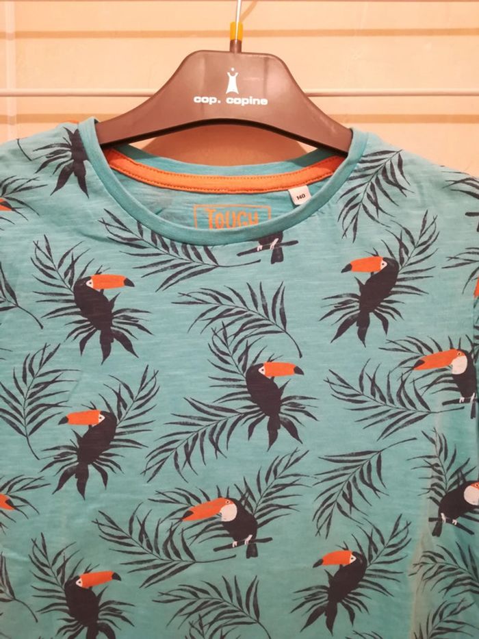 Tee-shirt Neuf motifs "tropical" T10 ans - V92B - photo numéro 2