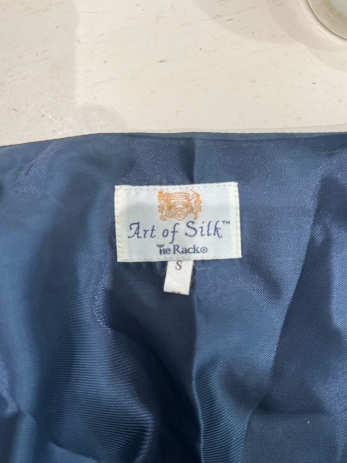 Spencer gilet de costume,, soie taille S bleu, blanc - photo numéro 3