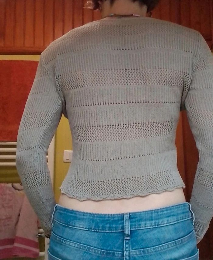 Pull femme brun ajouré croq top - photo numéro 5