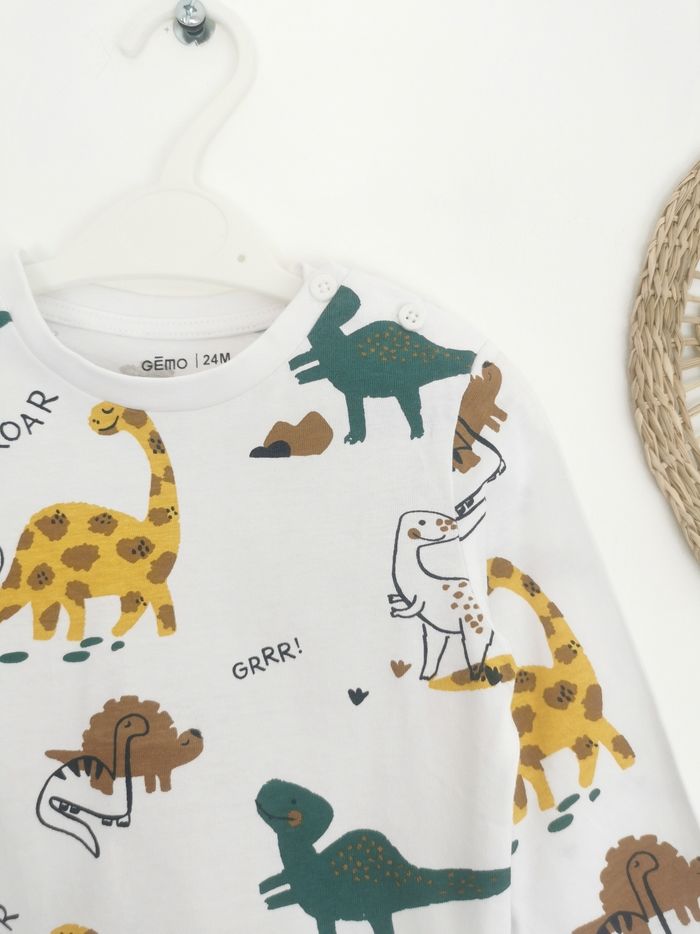 Tee-shirt blanc imprimé dinosaures Gémo 24 Mois - photo numéro 4