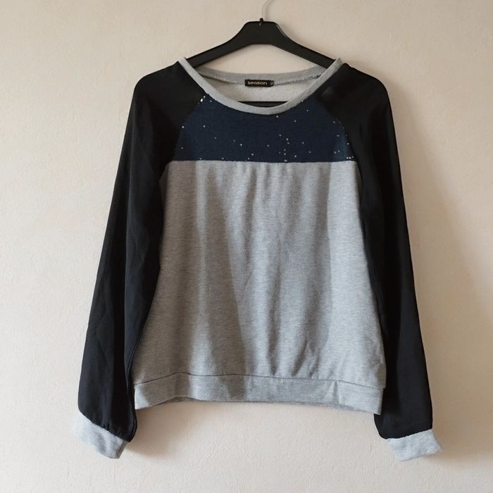 Sweat stylé manches en tissu transparent - photo numéro 4