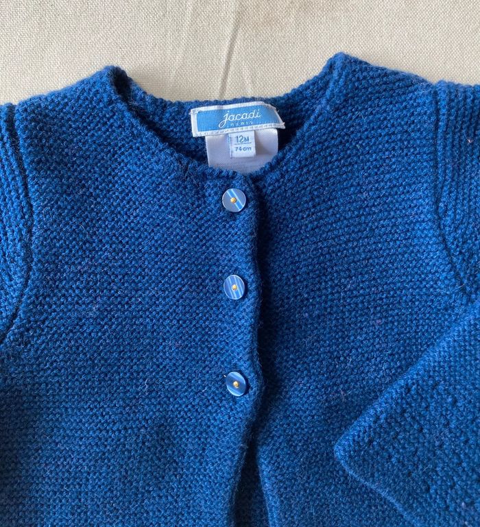 Gilet bleu roi Jacadi 12 mois avec laine - photo numéro 3