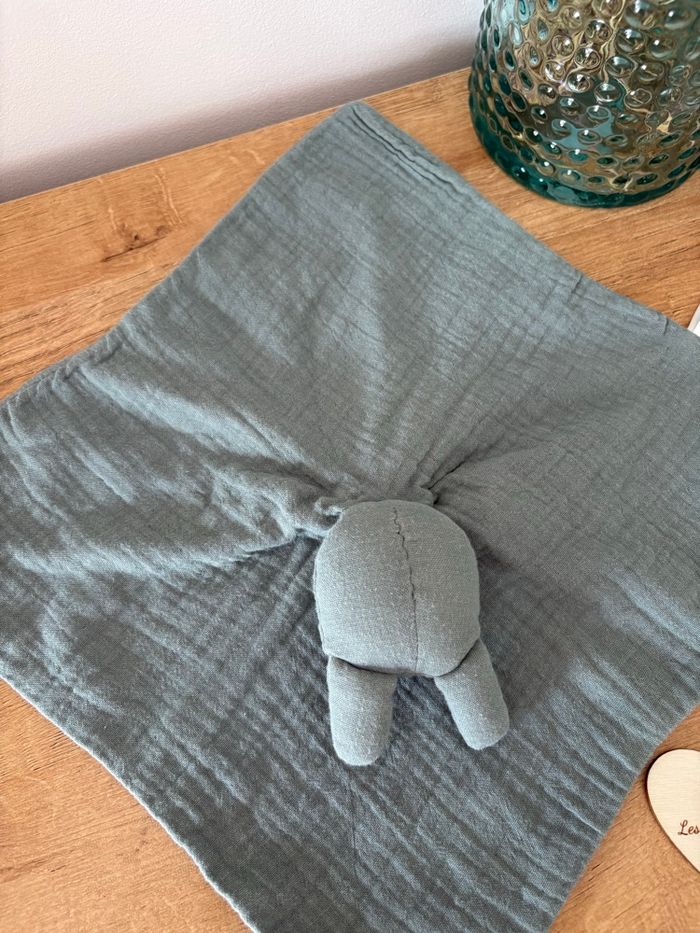 Doudou lange vert dore lapin gaze - photo numéro 4