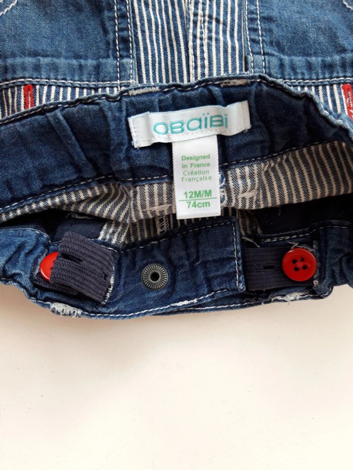 Pantalon Obaïdi jeans rayé bleu et blanc, bleu indigo, NEUF, 12 mois 74 cm - photo numéro 4