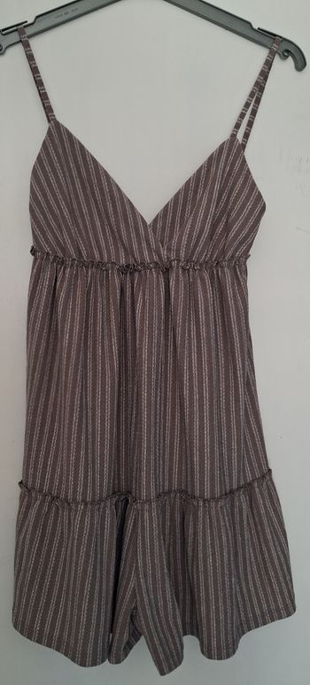 Combishort à cuisses larges gris rayé