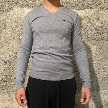 Pull gris homme col V Teddy Smith