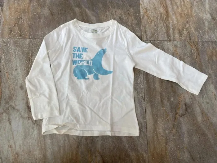 T-Shirt blanc et bleu 3 ans Kiabi