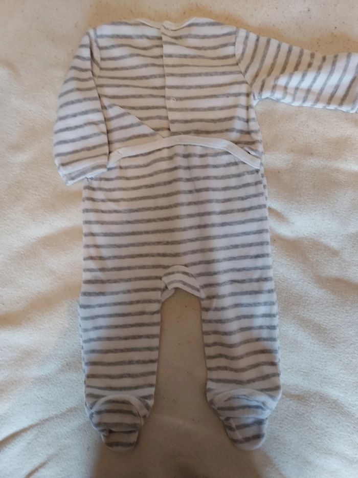 Pyjama velours blanc gris rayé - photo numéro 3