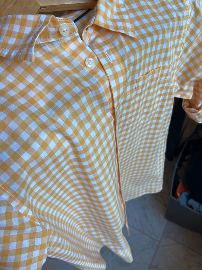 Chemise en coton vichy jaune et blanc Monoprix taille 10 ans - photo numéro 12