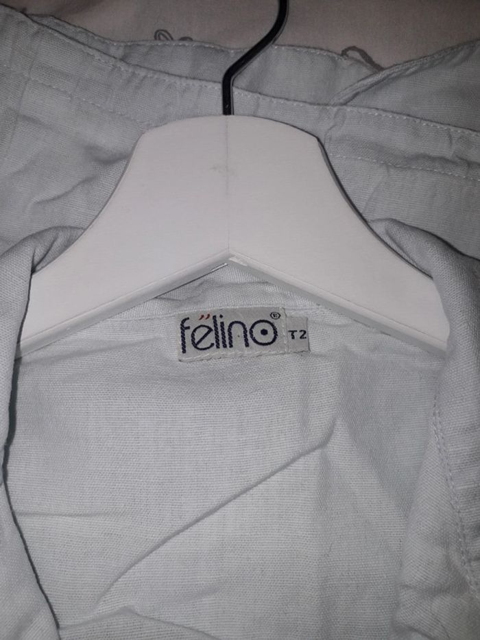 Felino chemisier bleu ciel en lin taille 2 = 42/44 - photo numéro 5