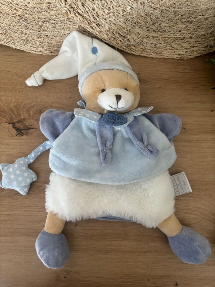 Doudou Marionnette ours petit chou bleu blanc étoile doudou et compagnie - photo numéro 2