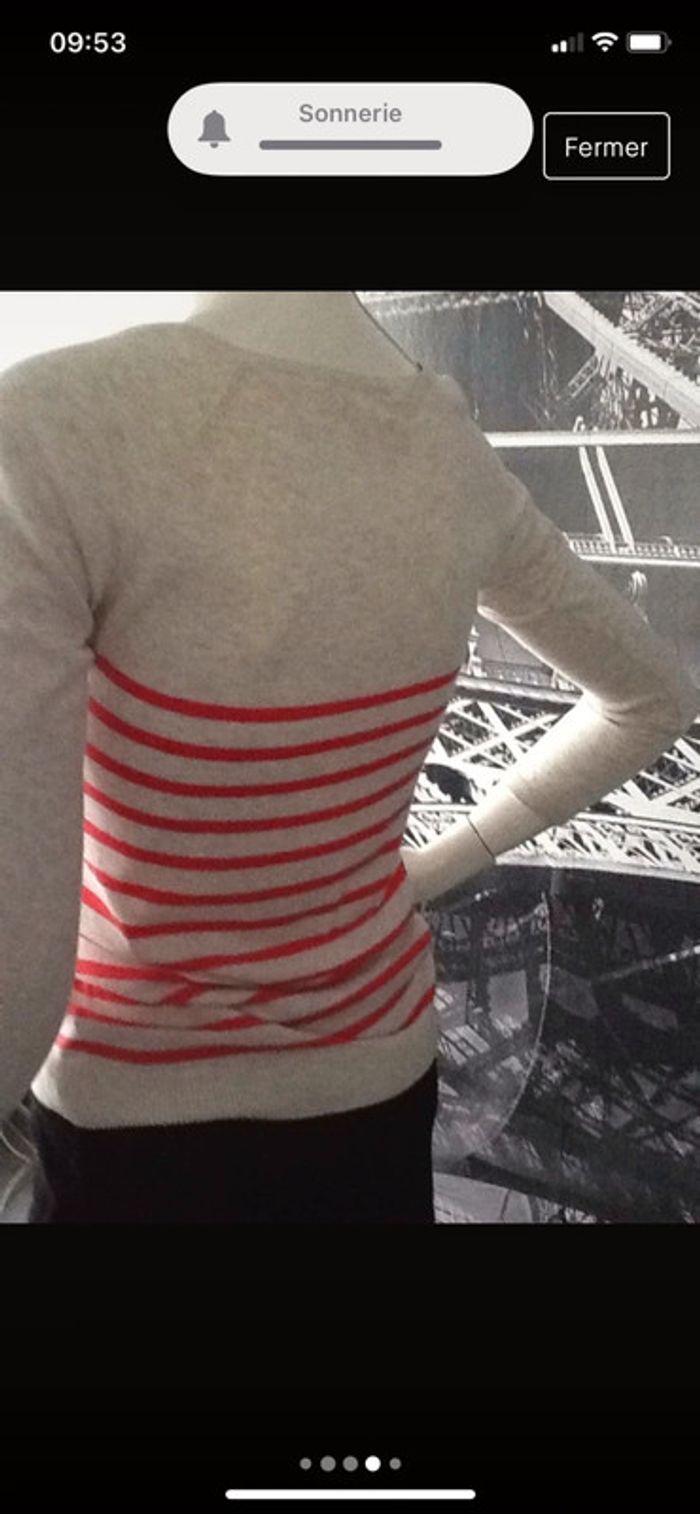 Pull gris et corail à petits strass - photo numéro 5