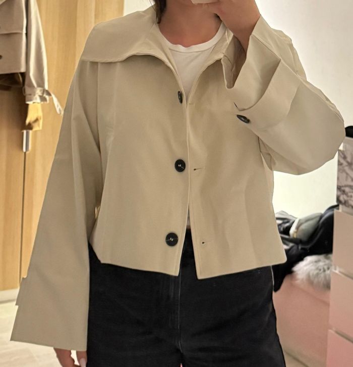 Trench court léger blanc crème taille M neuf - photo numéro 2