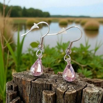  Boucles Goutte Rose – Inox Platine