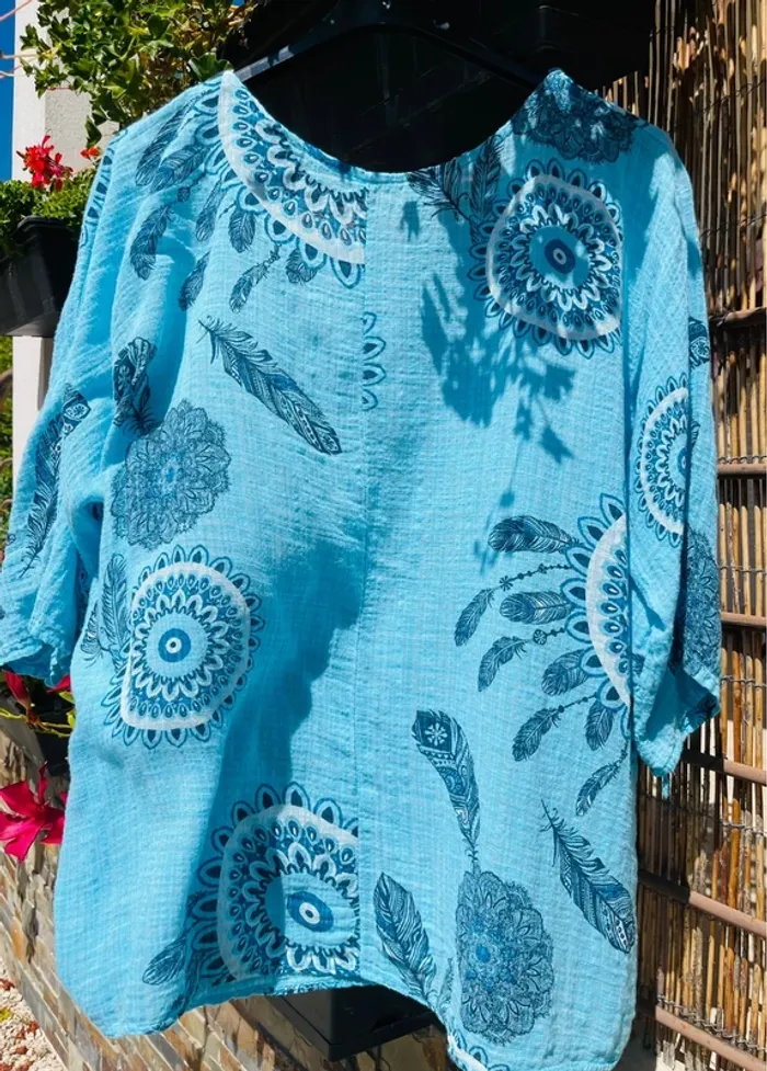 Blouse tunique turquoise Made In Italy - photo numéro 3