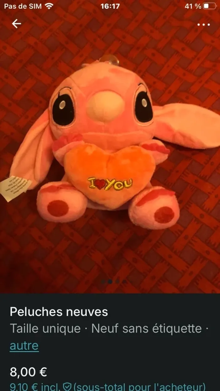 Peluche neuve angel