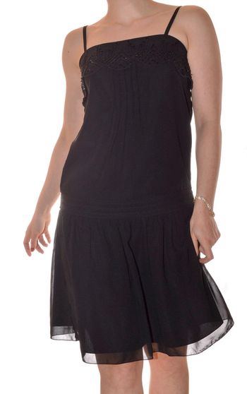 robe midi noire à bretelle fluide col carré taille M