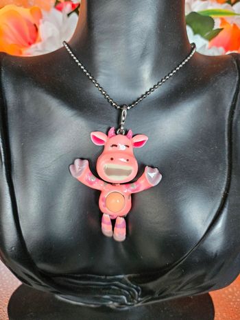 Sautoir avec sa "vachette" modèle 2, ikita, acier inoxydable hypoallergenique