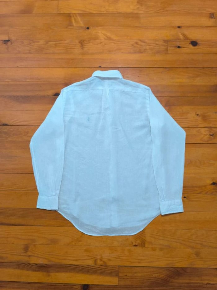 Chemise en Lin - Ralph Lauren - Ocean wash linen - Logo brodé bleu - Blanc - Taille S - photo numéro 4