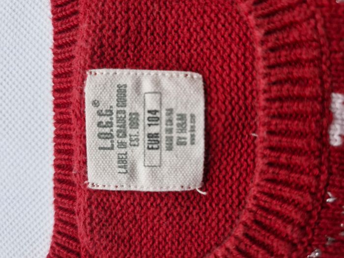 Pull sans manches 104 cm H&M – l.o.g.g Rouge avec losanges rose, blanc et argentés - photo numéro 4