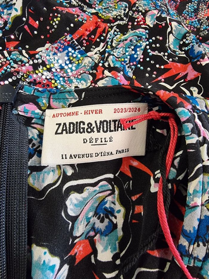 Zadig & Voltaire Robe Radar Thunder Strass Soie Noir * Taille L * - photo numéro 7