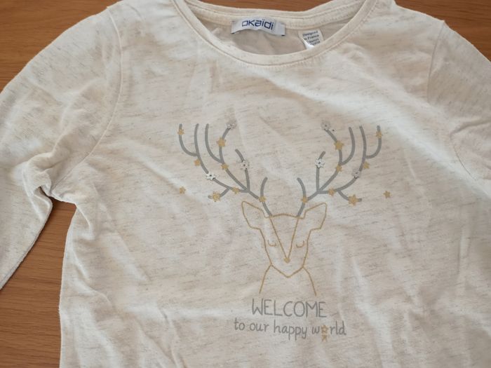 Tee-shirt manches longues écru chiné fille 8 ans Okaïdi - photo numéro 2