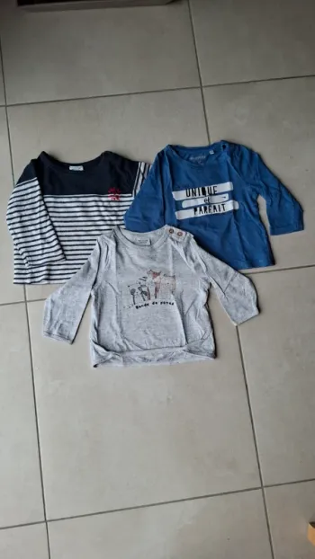 Lot 3 tee-shirts manches longues 12 mois