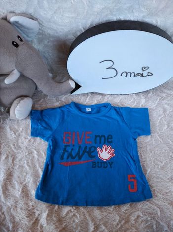 Tee shirt chemise manches courtes Garçon 3 mois Give me five Carrefour 100% coton