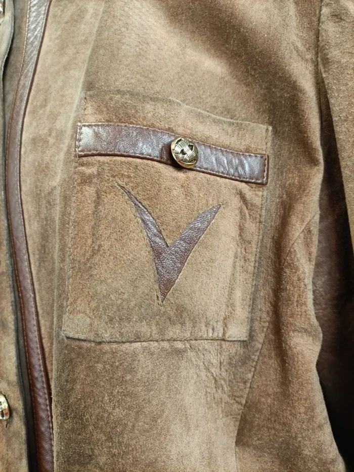 Veste courte en croûte de cuir vintage - taille 42 - tailleur Gérard Galliaerde A282 - photo numéro 6